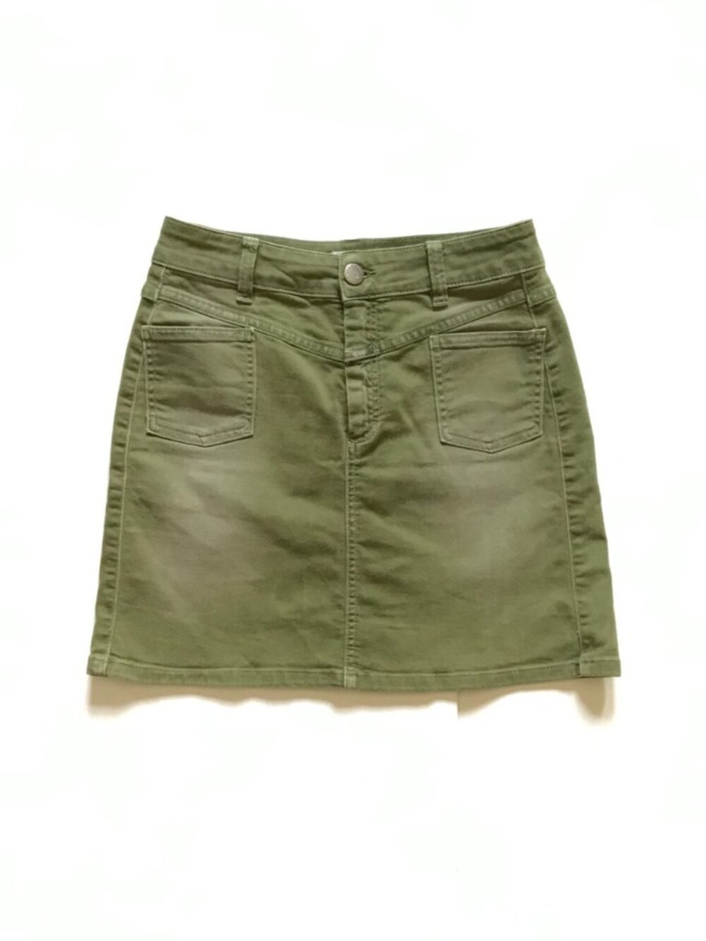 CLOSED Violet Denim Jean Mini Skirt Womens 26 Olive Green Cotton Patch Pocket